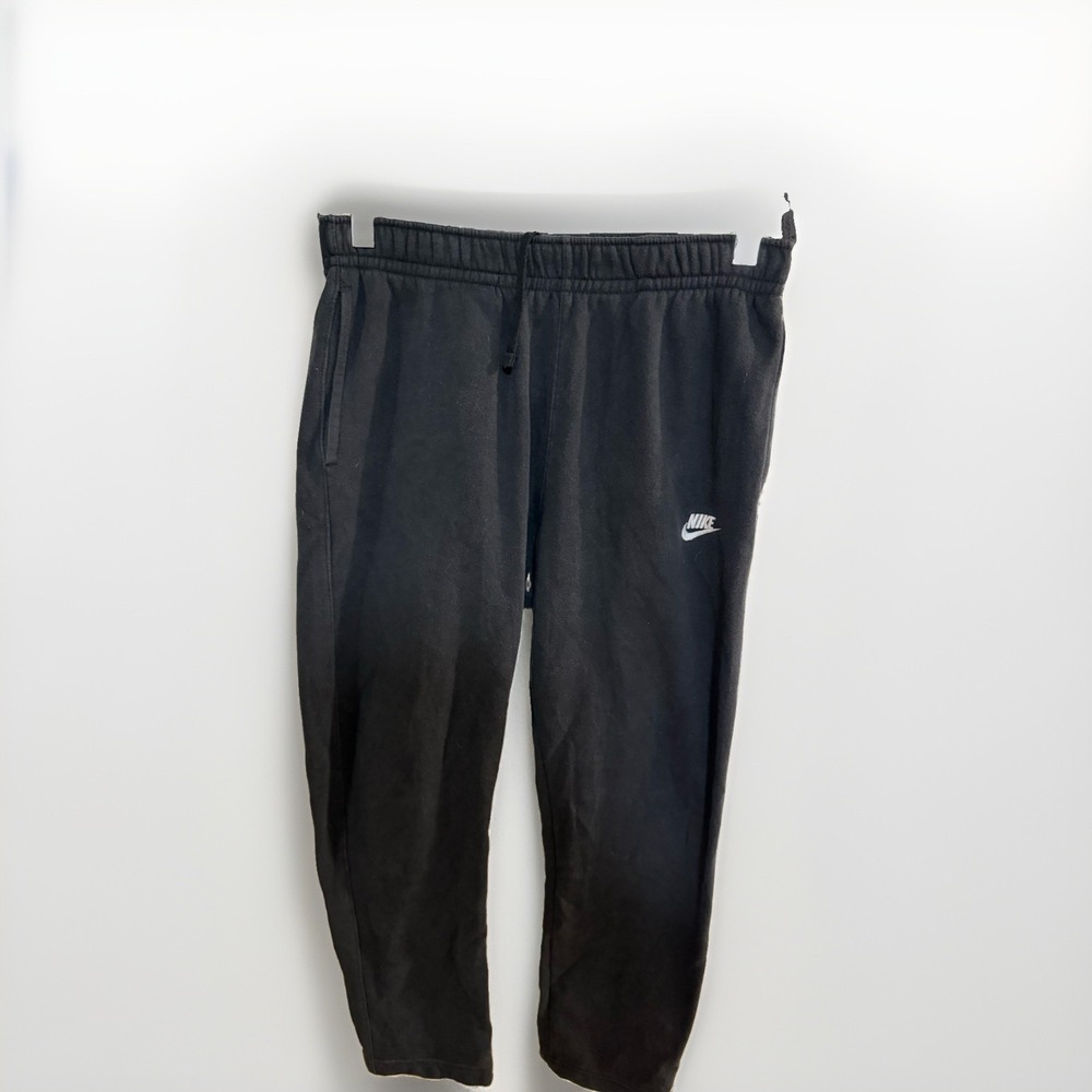 Nike Men's Sweatpants Black Fleece Joggers Size L Drawstring Used